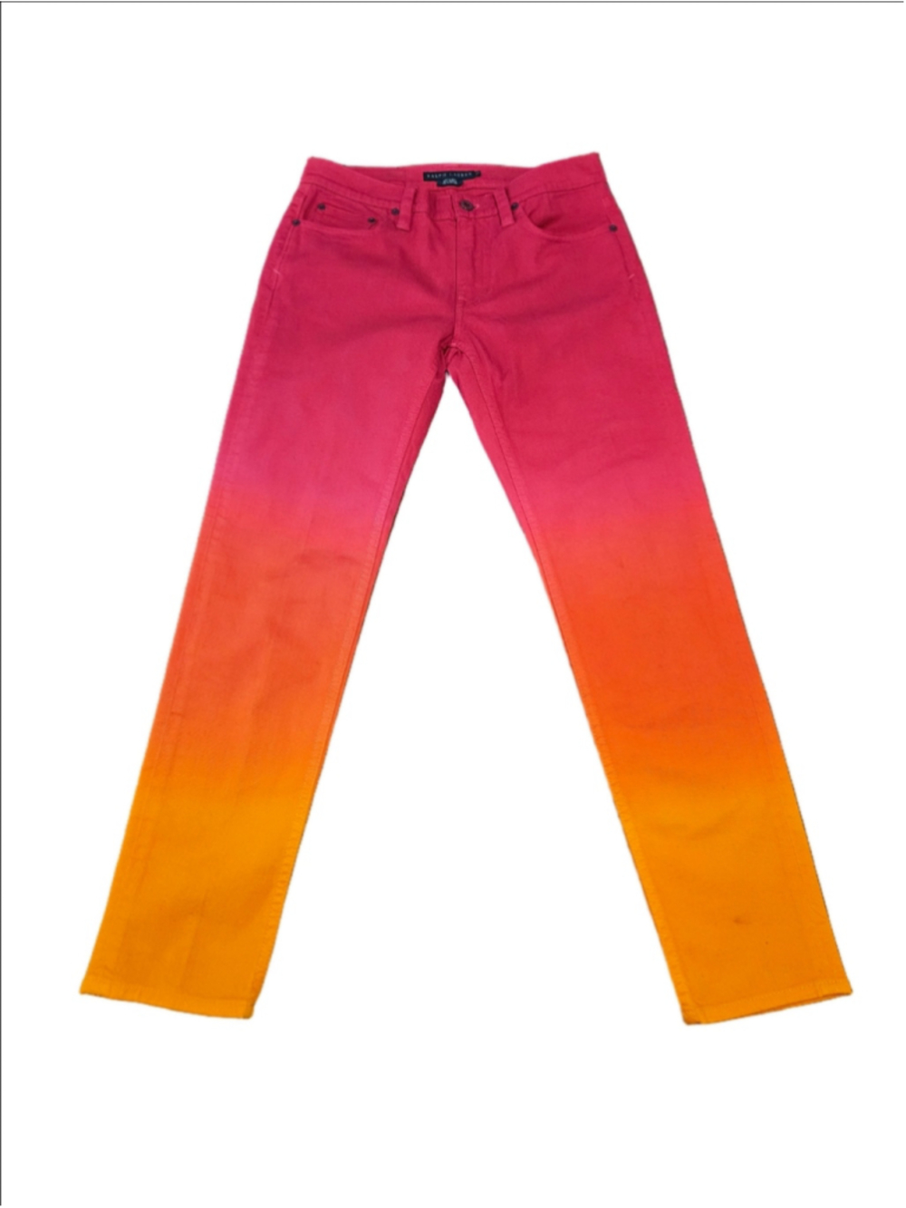 Women's Ralph Lauren Rare Find! Ombre Skinny Jeans Pink Orange Size 27 Thompson